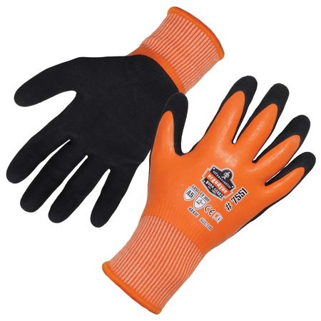 PROFLEX BY ERGODYNE Orange A5 Coated Waterproof Gloves, S, PR 7551